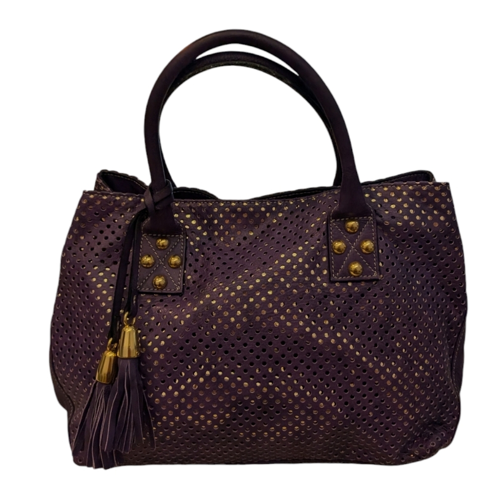 Mocca by Castellari Purple Italian Leather Handbag